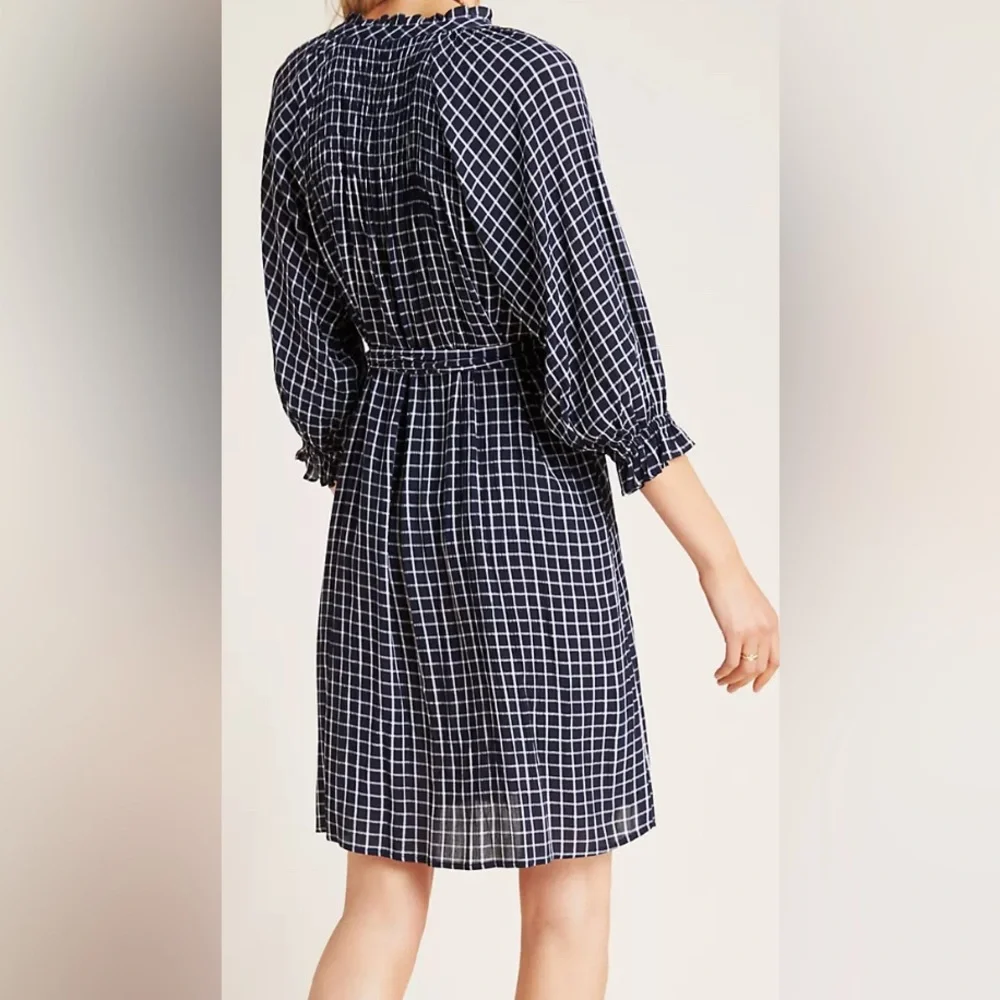 NWT Anthropologie Maeve Navy and White Sara Smocked Shirtdress - Picture 2 of 8